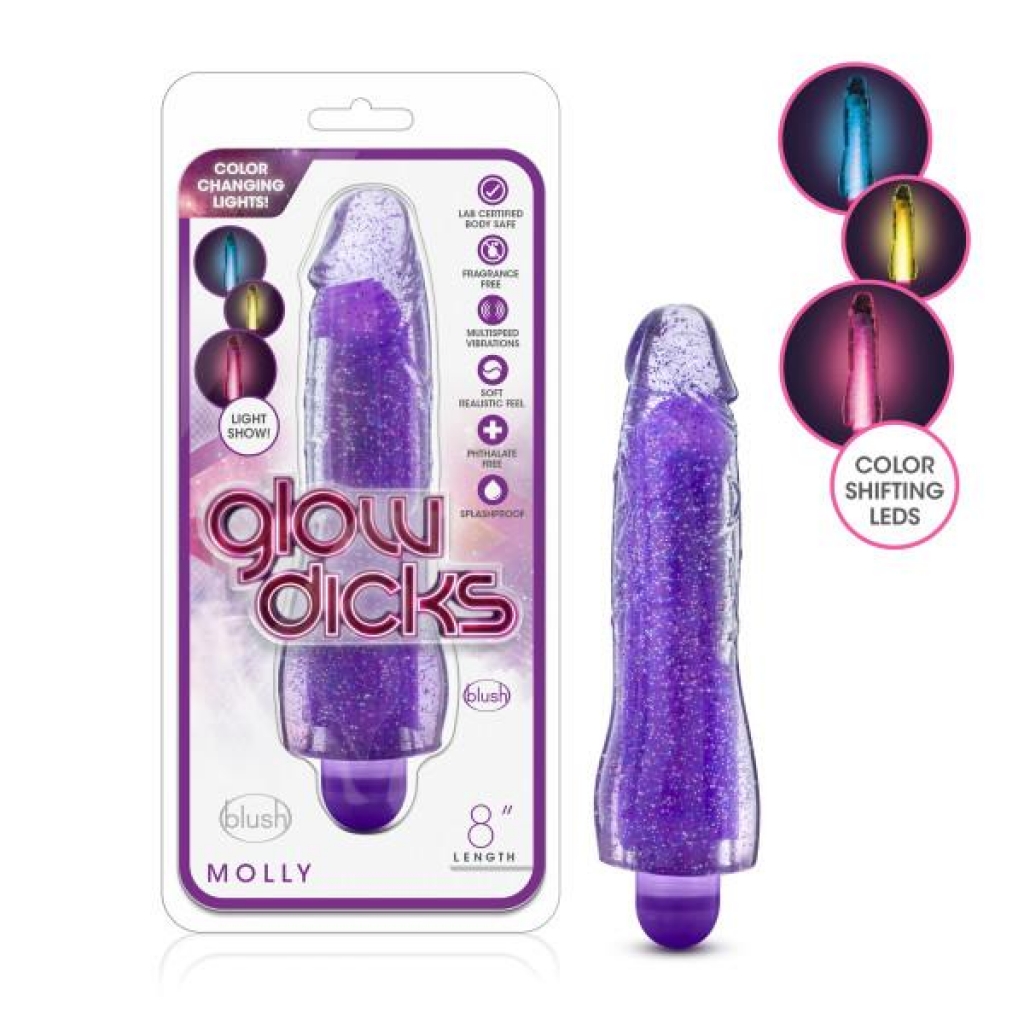 Glow Dicks Molly Glitter Vibrator Purple - Blush Novelties