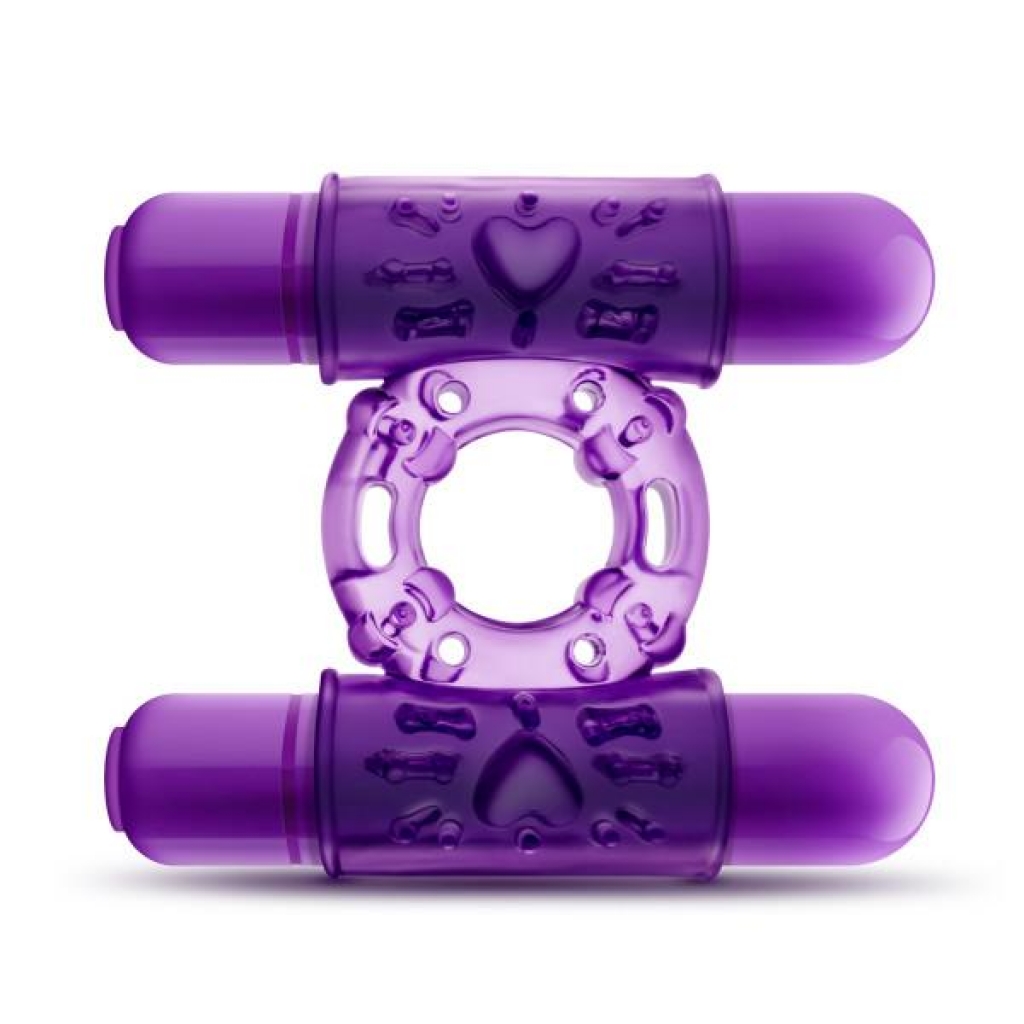 Double Play Dual Vibrating Cock Ring Purple - Blush Novelties