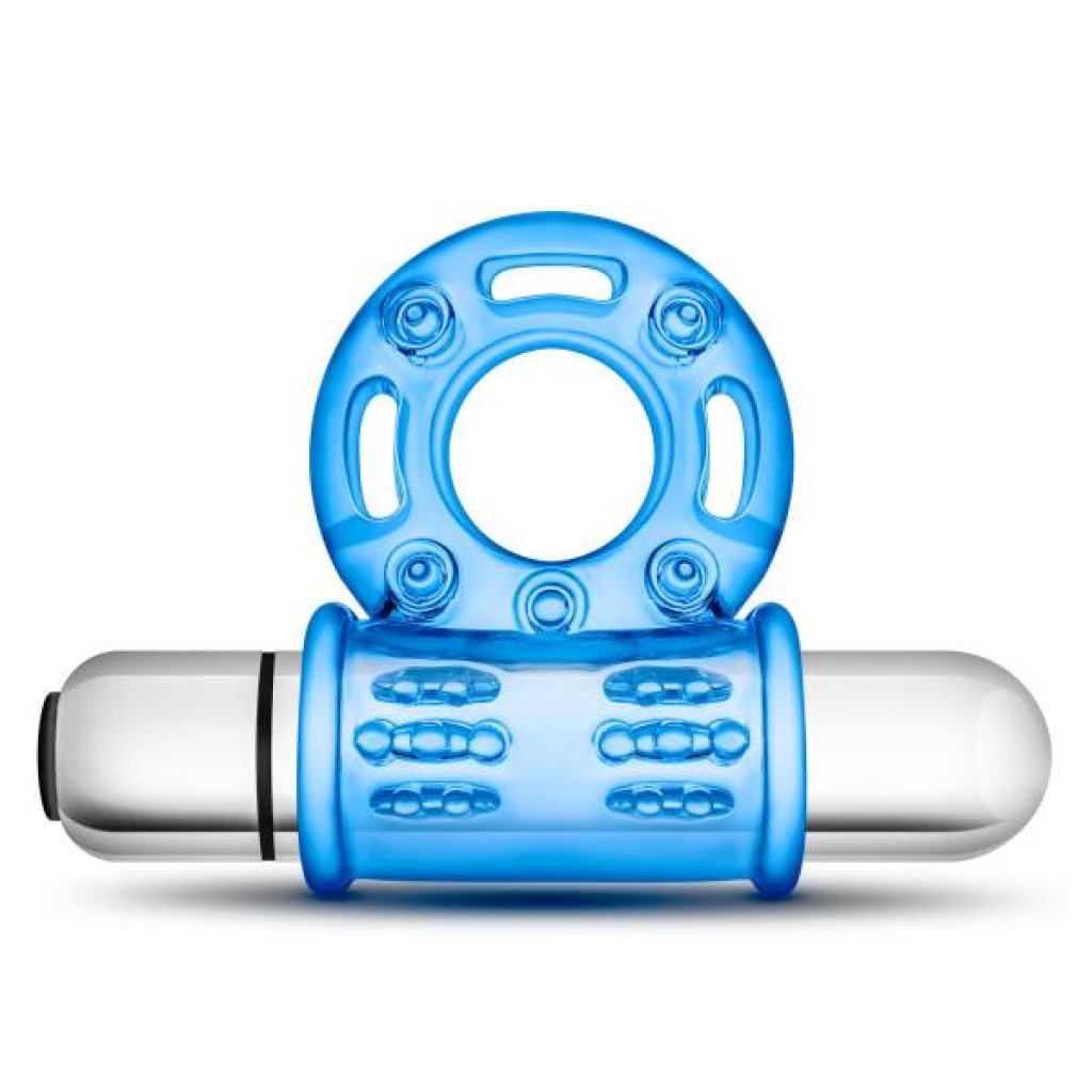 Stay Hard 10 Function Bull Ring Blue Vibrating - Blush Novelties
