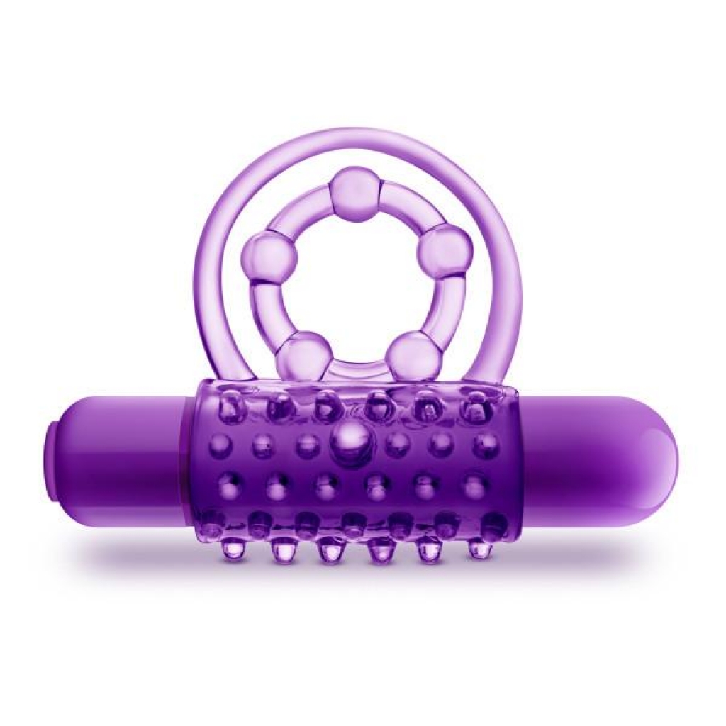 The Player Vibrating Double Strap Cock Ring Purple - Blush Novelties