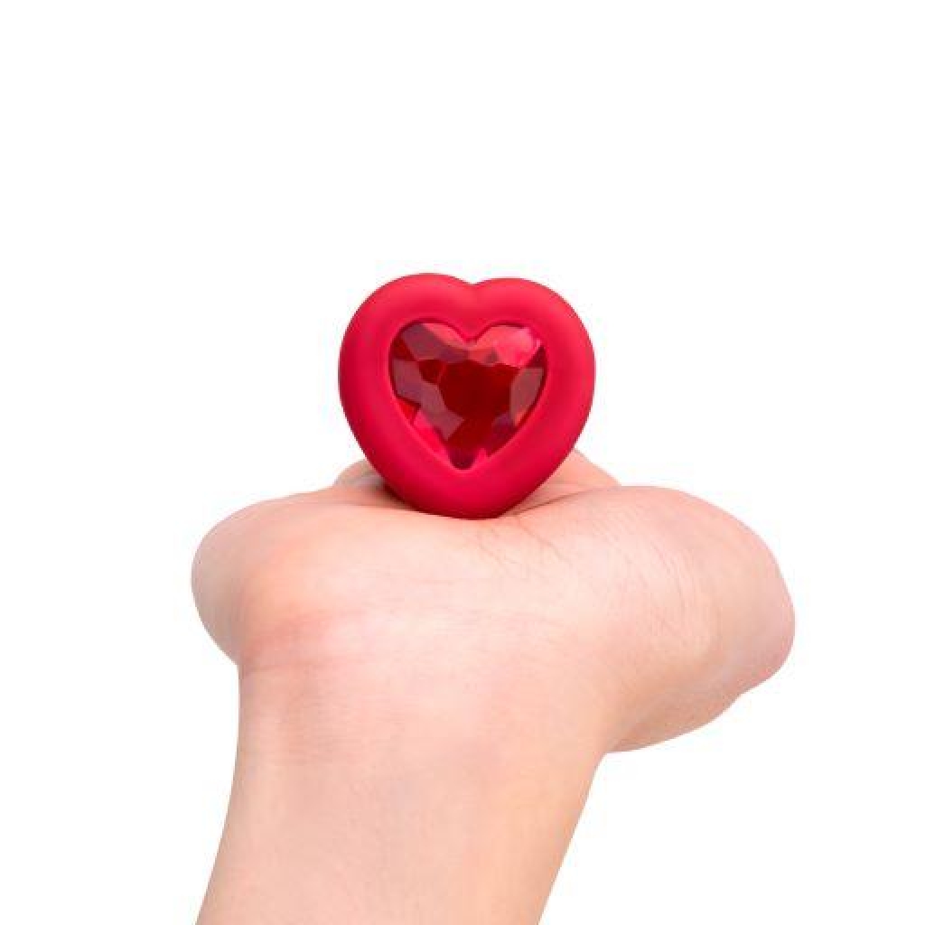 B Vibe Vibrating Heart Shaped Jewel Plug M/l Red (net) - B Vibe