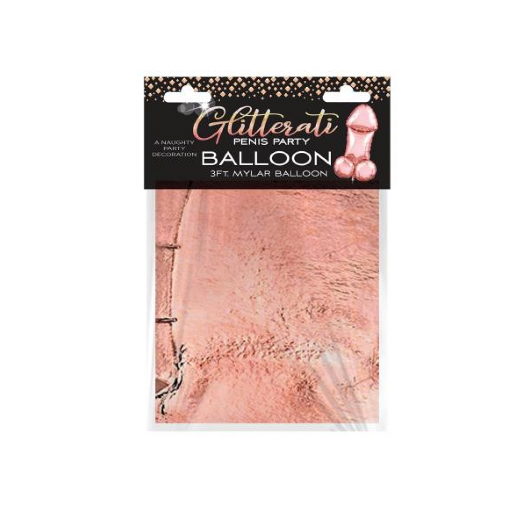 Glitterati 3ft Rose Gold Penis Mylar Balloon - Little Genie