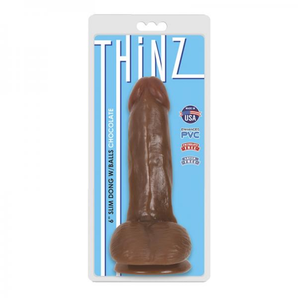 Thinz Slim Dong 6in W/ Balls Chocolate - Curve Novelties