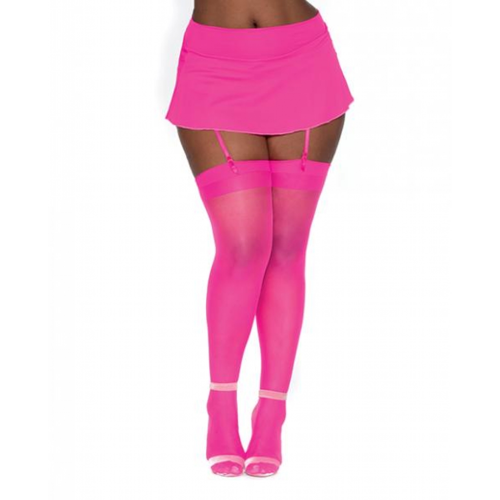Fishnet Thigh High W/ Back Seam Hot Pink Q/s - Dream Girl Lingerie