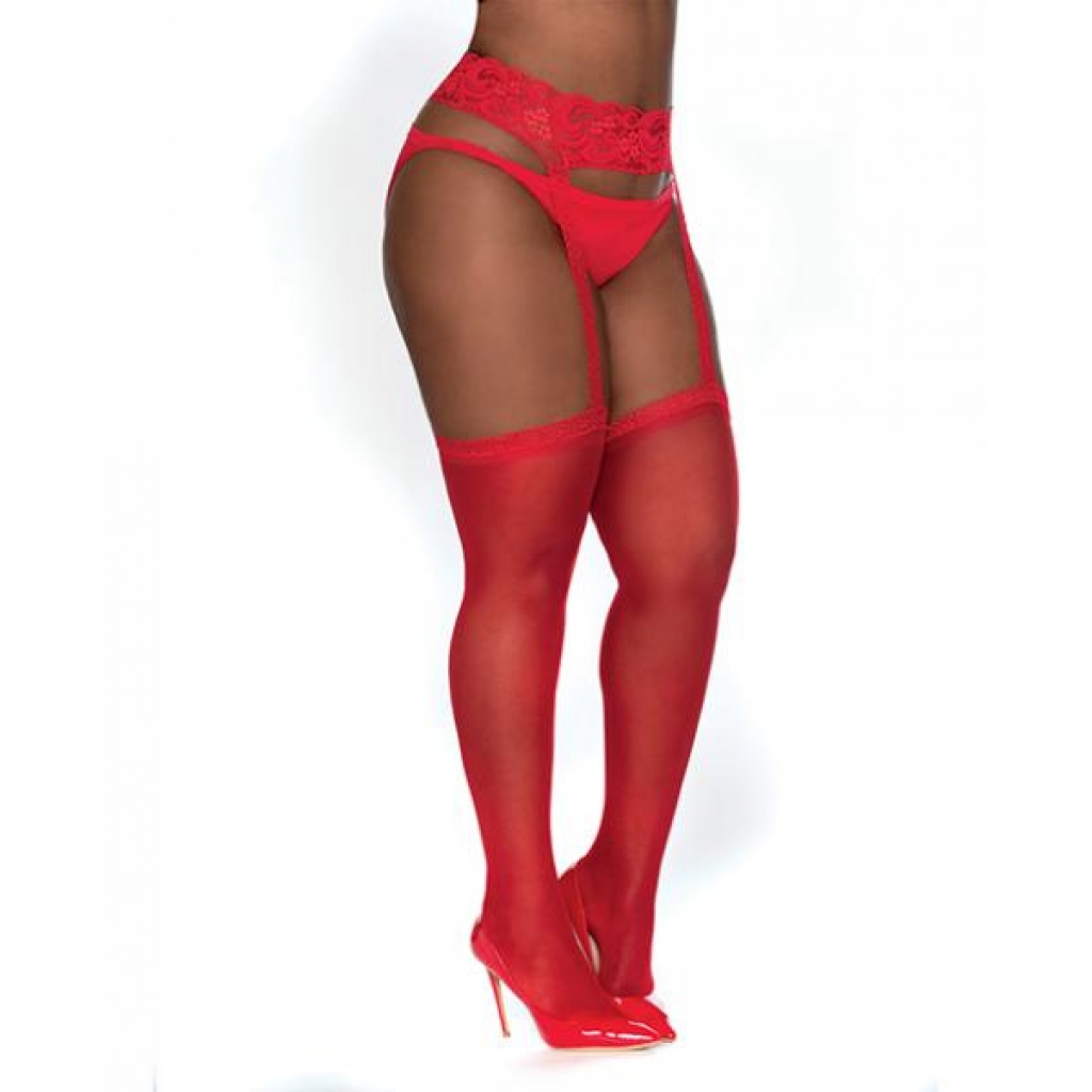 Pantyhose W/ Garters Red Q/s - Dream Girl Lingerie
