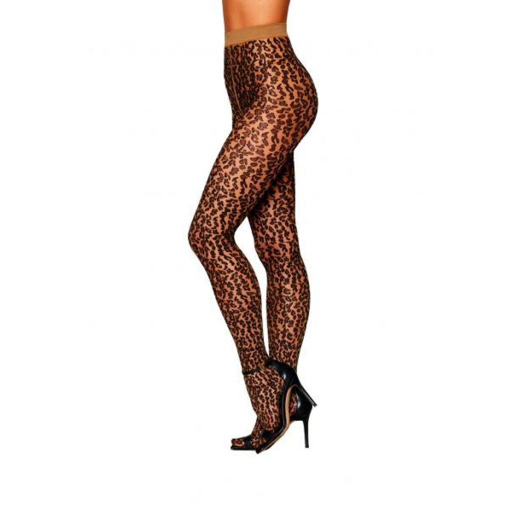 Sheer Leopard Pantyhose O/s - Dream Girl Lingerie