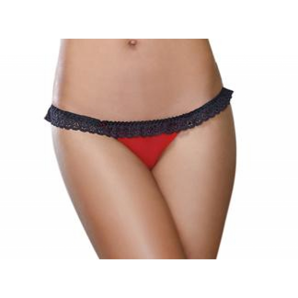 Stretch Mesh Spandex Open Back Panty Small Red Black - Dreamgirl International