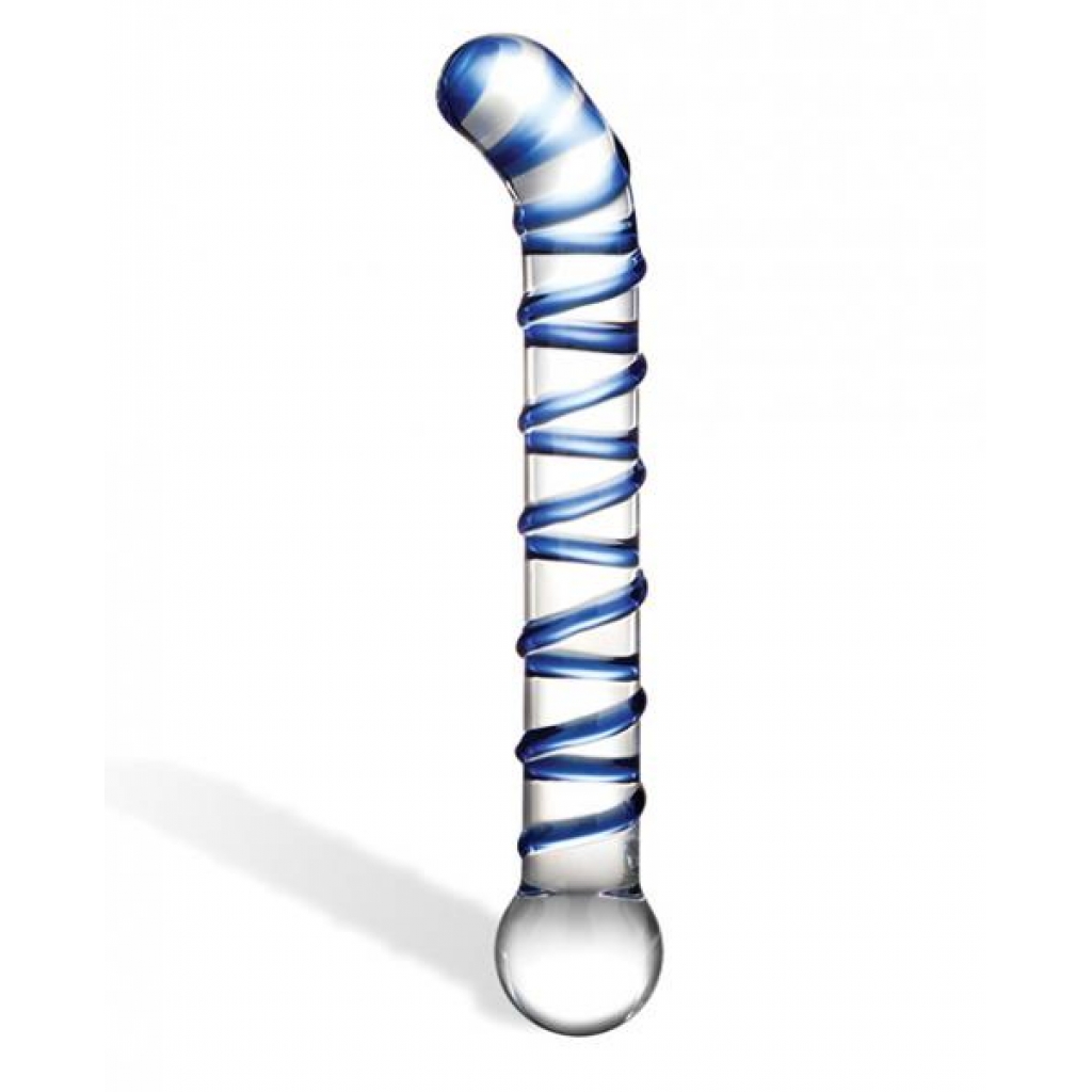 Mr Swirly 6.5 inches G-Spot Glass Dildo Clear Blue - Glas Toy