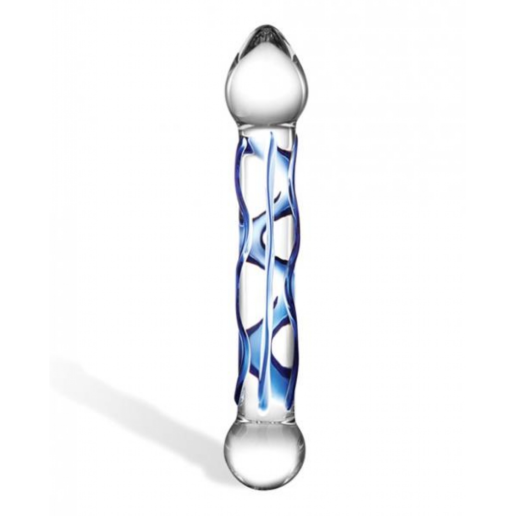 Glas 6.5 inches Full Tip Textured Glass Dildo Clear - Glas Toy