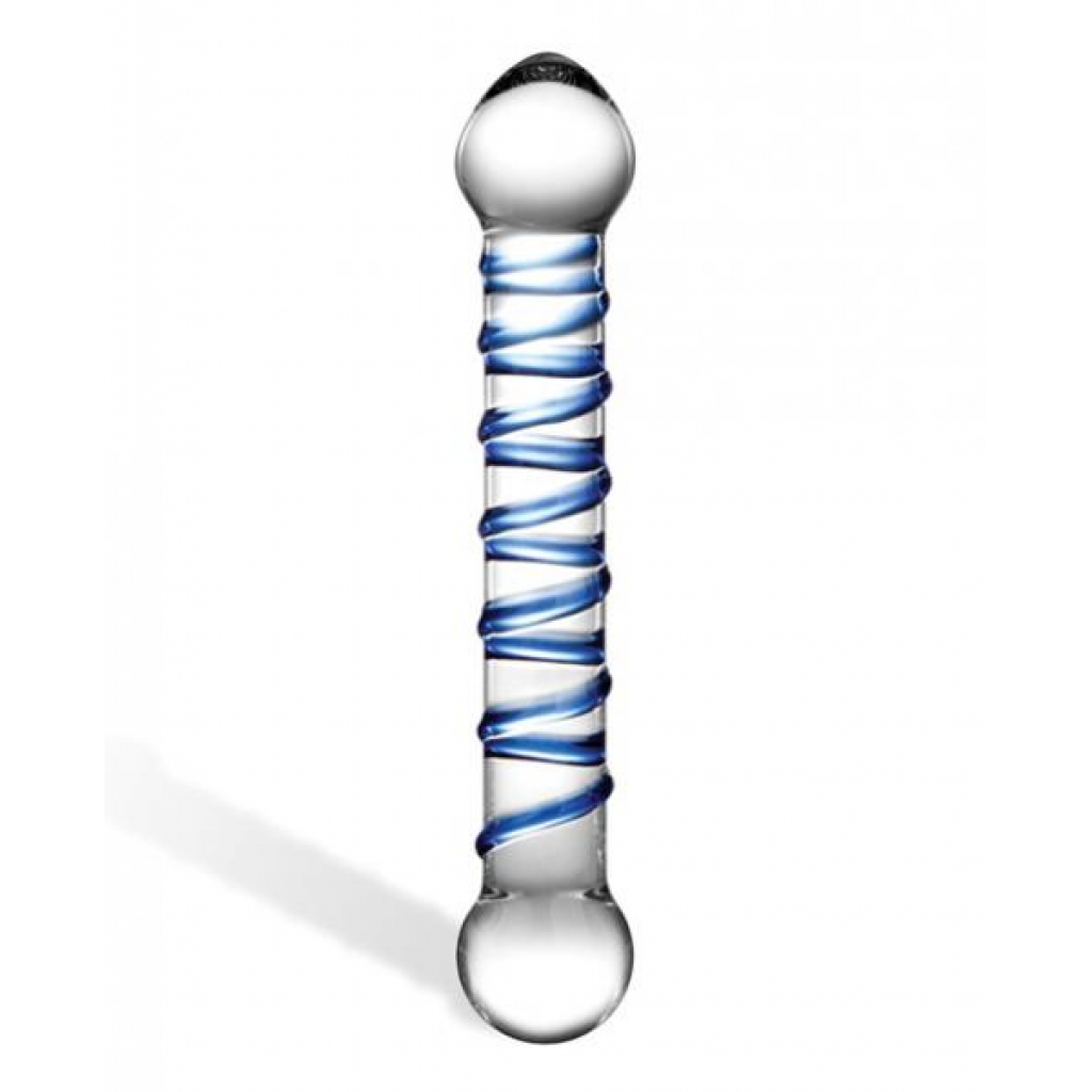 Glas 6.5 inches Glass Spiral Dildo Clear, Blue - Glas Toy