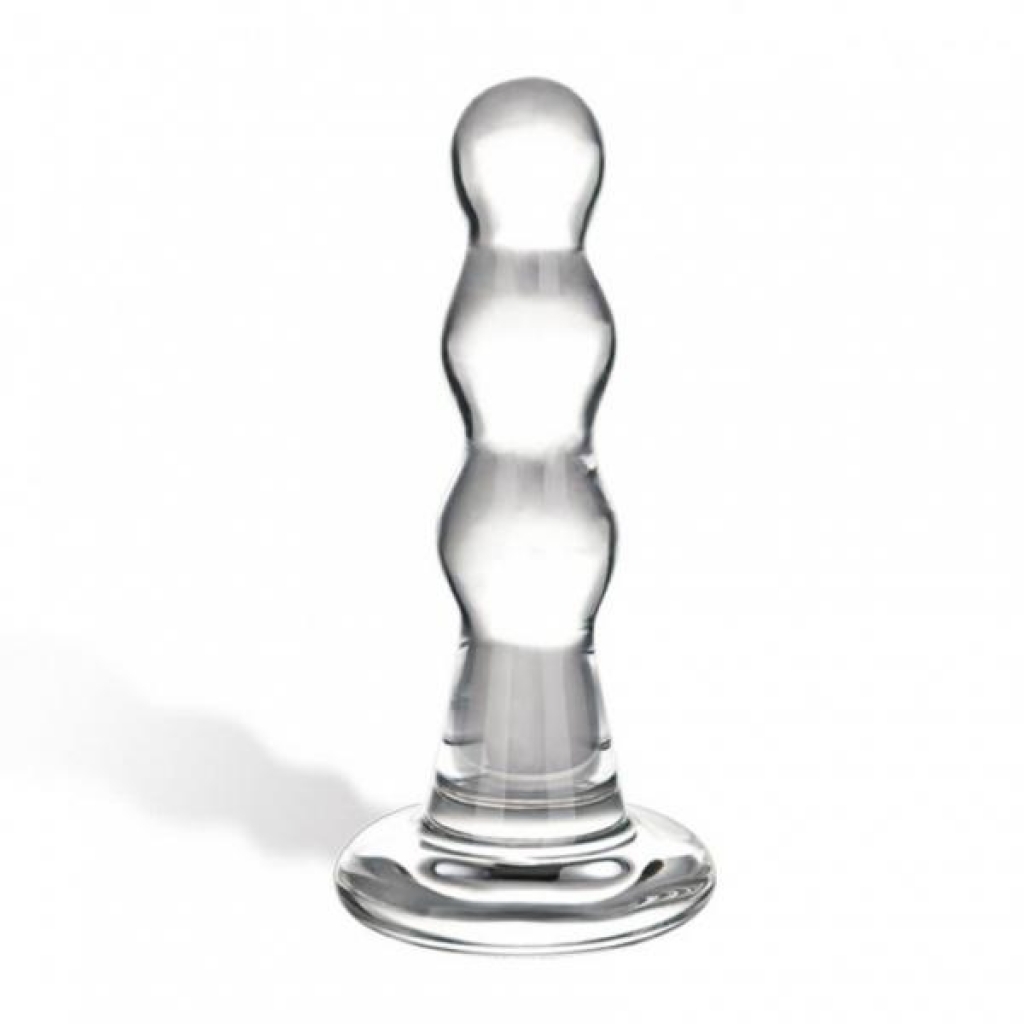 Glass Triple Play Beaded Butt Plug Clear - Glas Toy