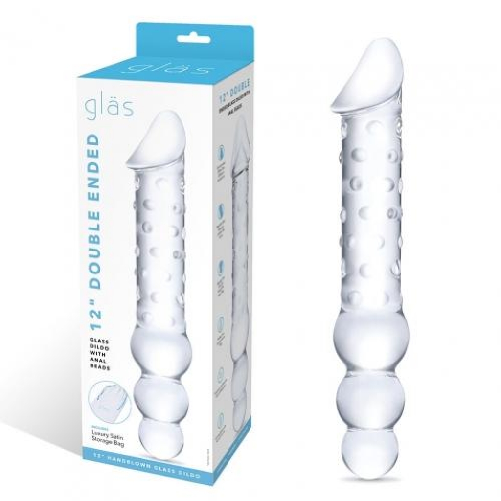 Glas 12in Double Ended Dildo W / Anal Beads - Electric / Hustler Lingerie