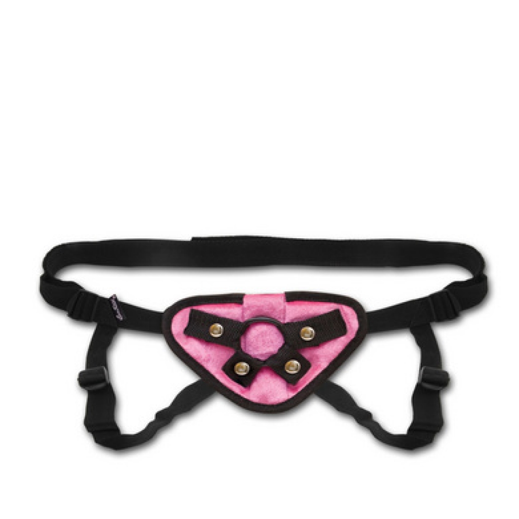 Lux Fetish Velvet Strap On Harness Pink O/S - Electric Eel Inc
