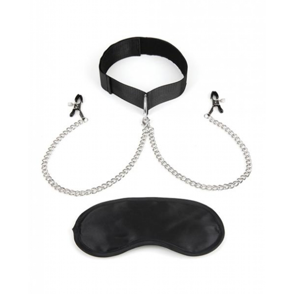 Lux Fetish Collar & Nipple Clamps Adjustable Pressure - Electric Eel Inc