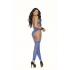 Opaque & Net Footless Bodystocking Blue O/S - Elegant Moments