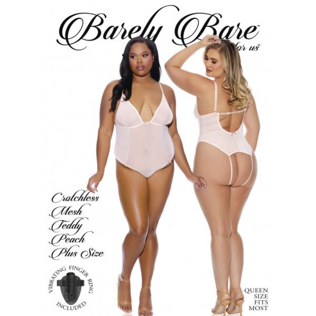 Barely Bare Crotchless Mesh Teddy Peach Q/s - Evolved Novelties
