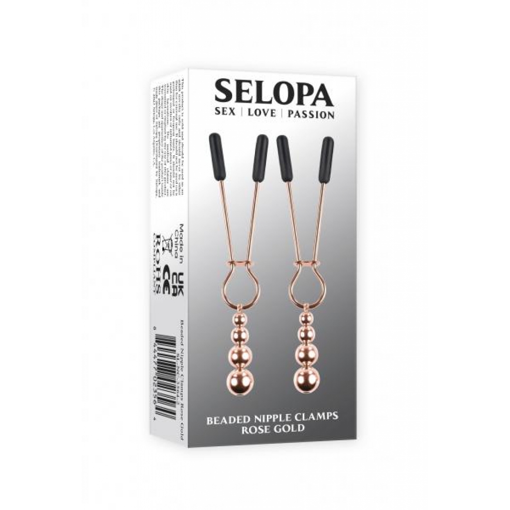 Selopa Beaded Nipple Clamps Rose Gold - Evolved Novelties