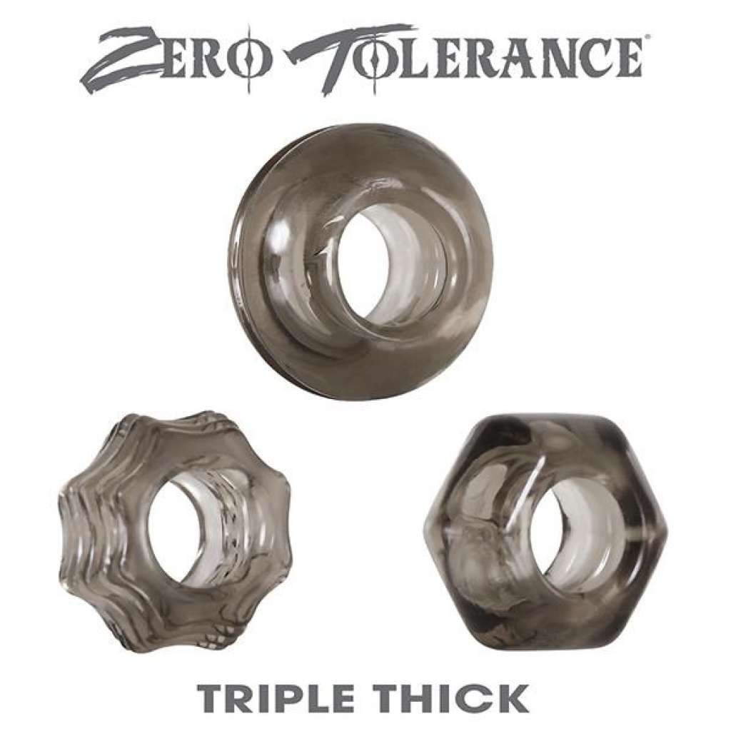 Triple Thick Cock Ring Trio Smoke - Evolved Novelties