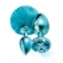 Nixie Metal Butt Plug Set Pom Pom & Jewel Blue Metallic - Global Novelties