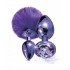 Nixie Metal Butt Plug Set Pom Pom & Jewel Purple Metallic - Global Novelties