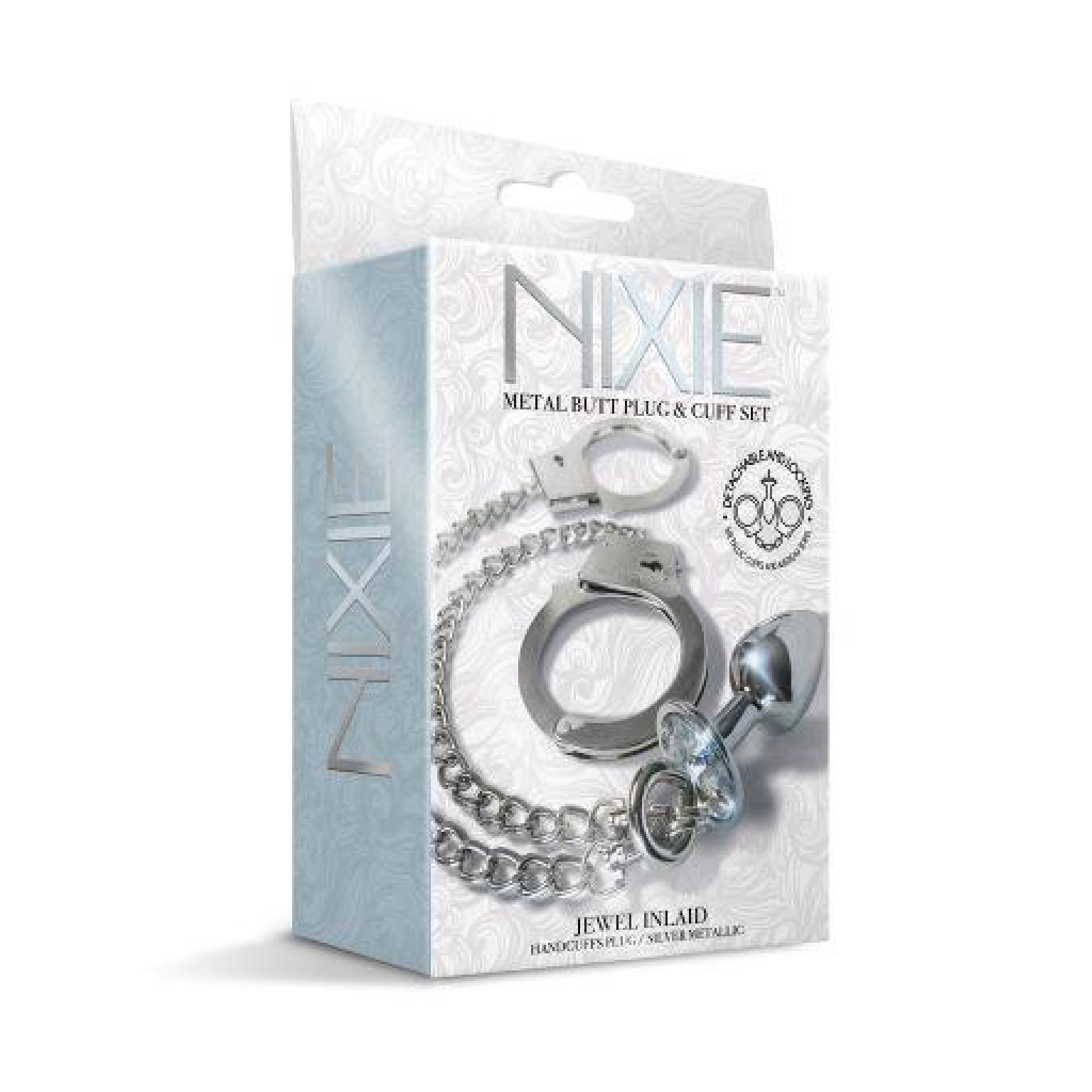 Nixie Metal Plug & Cuff Set Silver Small - Global Novelties