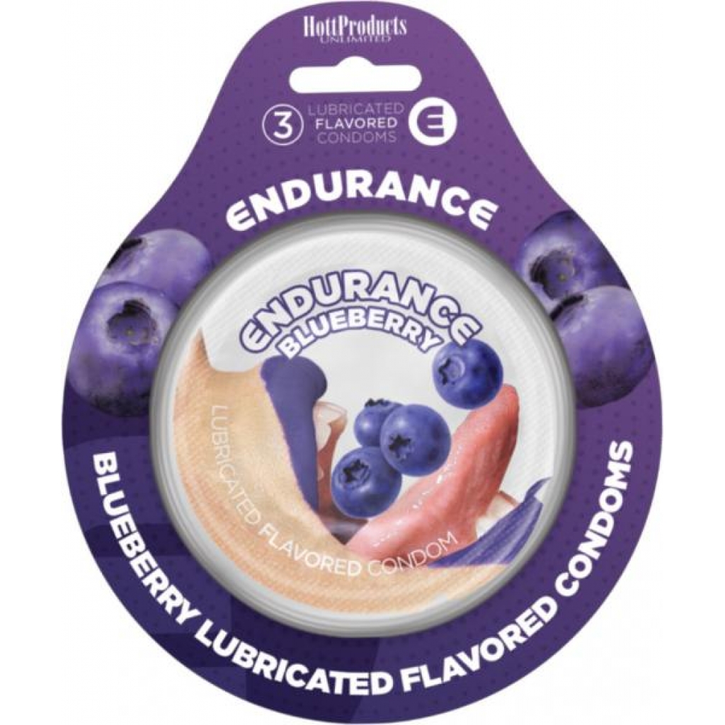 Endurance Flavored Condoms 3pk-blueberry - Hott Products