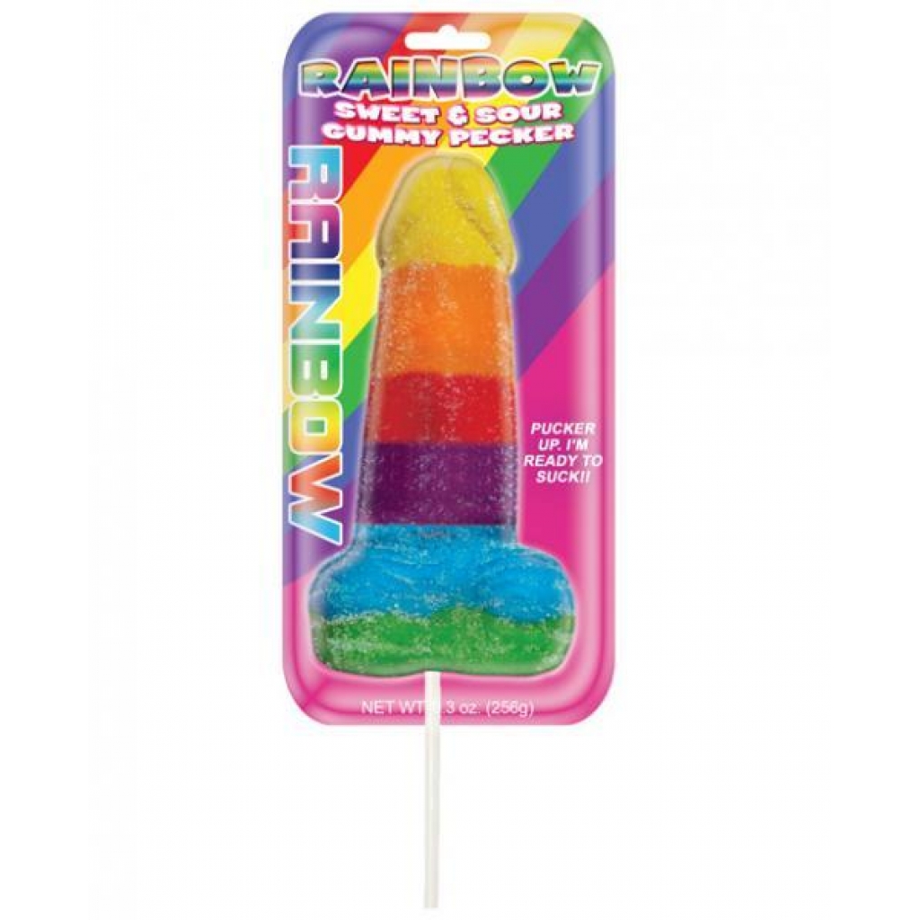 Sweet & Sour Jumbo Rainbow Gummy Cock Pop - Hott Products
