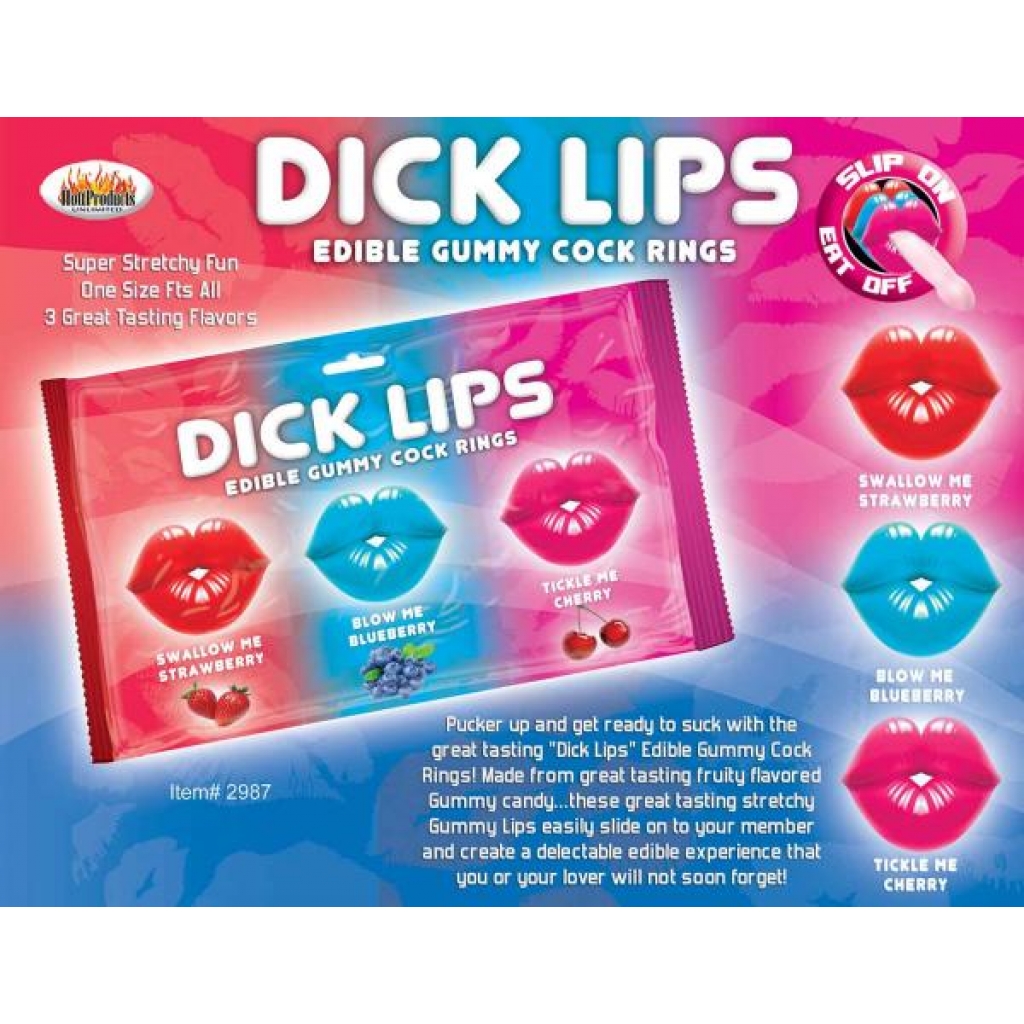 Dick Lips Gummy Cock Rings 3 Pack - Hott Products