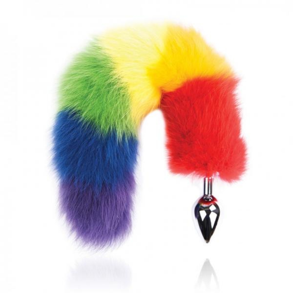 Rainbow Foxy Tail with Stainless Steel Butt Plug - Hott Products