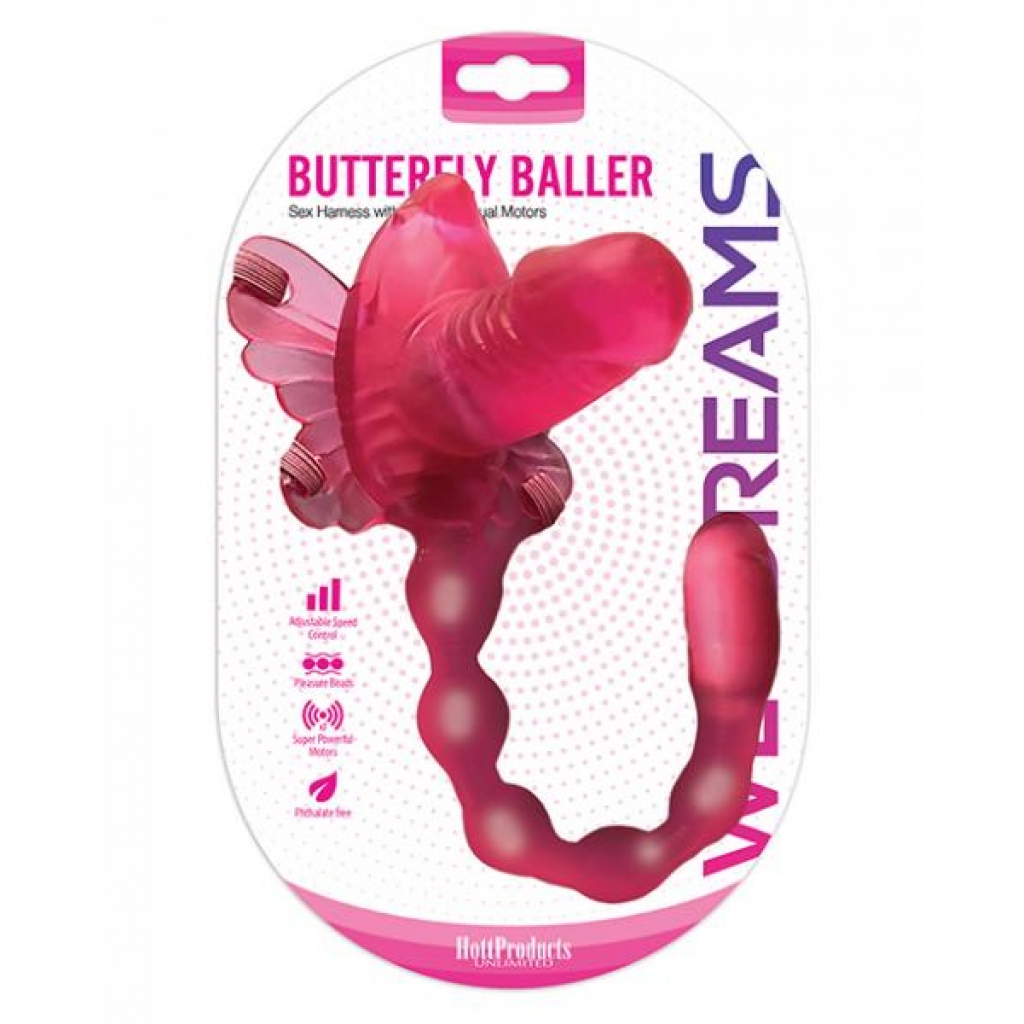 Wet Dreams Butterfly Baller Sex Harness With Dildo & Dual Motors - Hott Products
