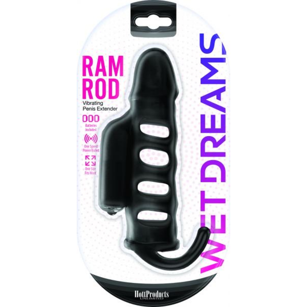 Ram Rod Penis Sleeve With Power Bullet Black - Hott Products