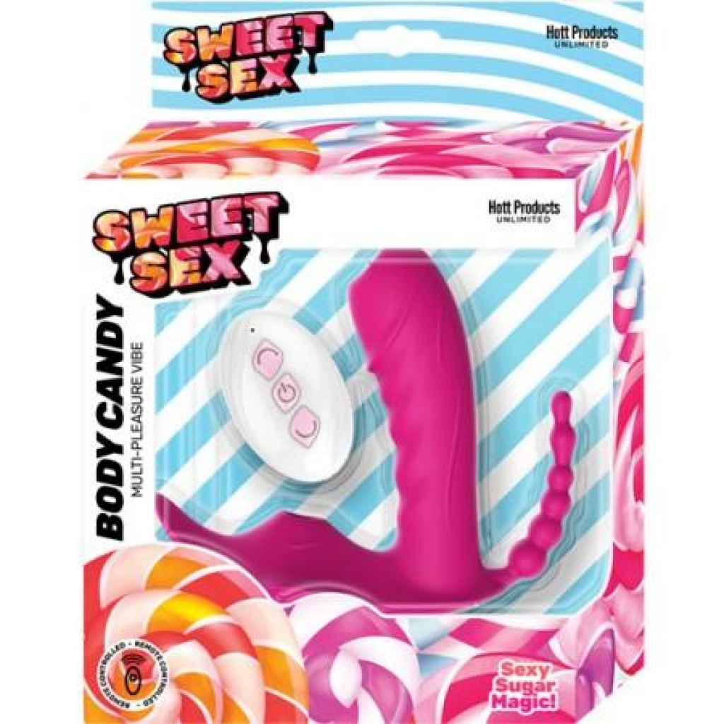 Sweet Sex Body Candy Silicone Toy W/ Tongue & Beads Magenta - Hott Products