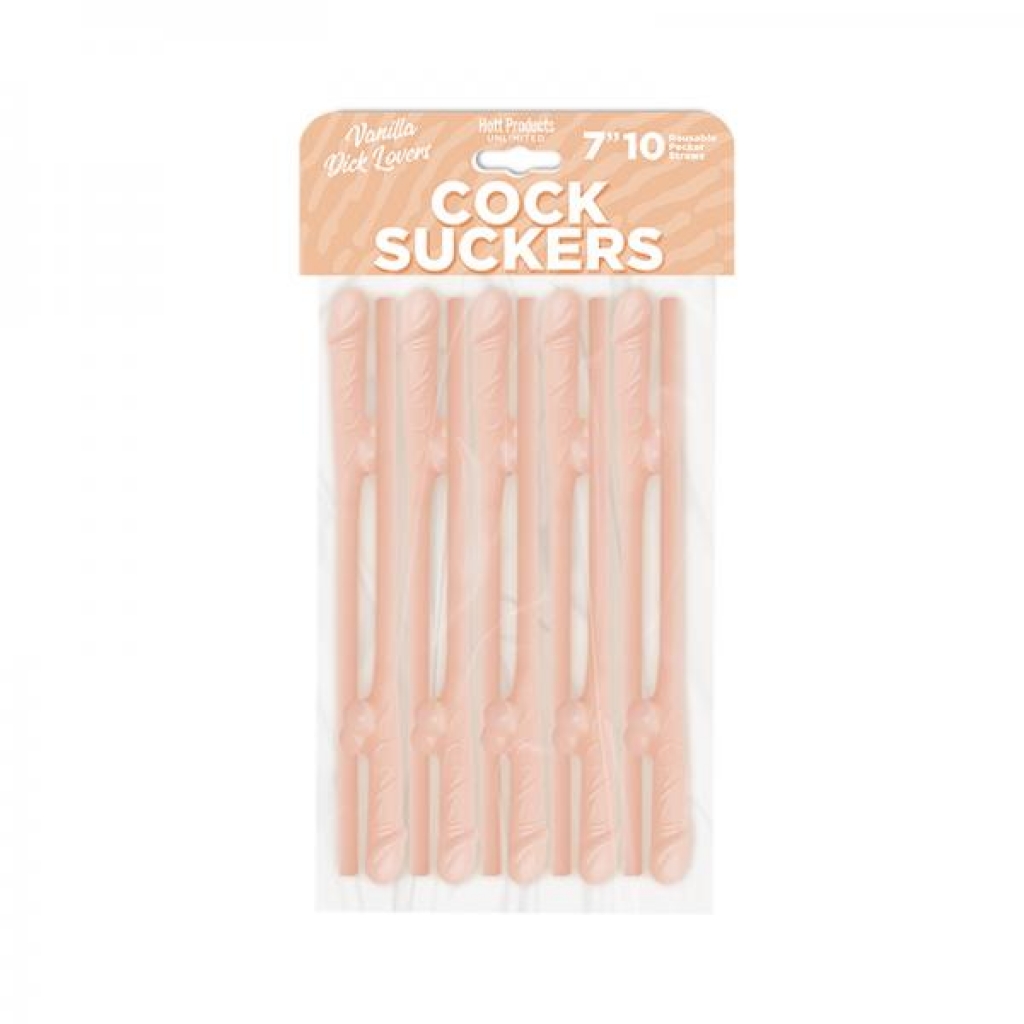 Cock Suckers Pecker Straws Vanilla Lovers 10pk - Hott Products