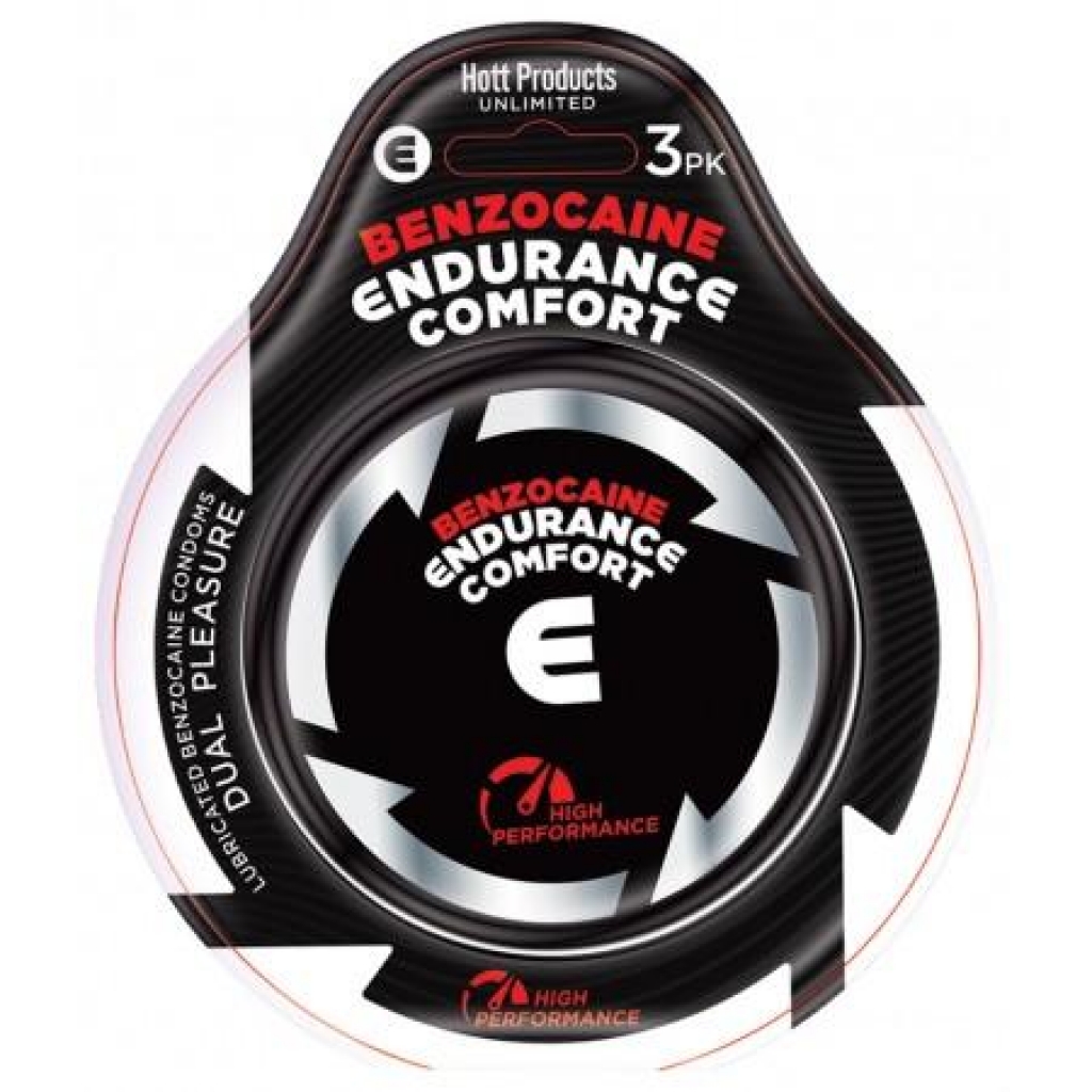 Endurance Comfort Benzocaine Condoms 3pk - Hott Products