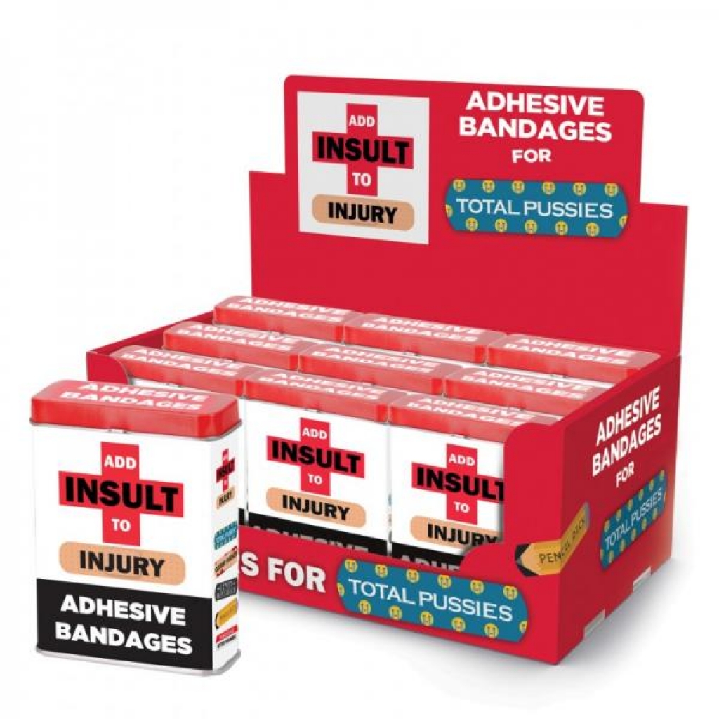 Add Insult To Injury Bandaids W/ Asst Sayings 9 Pc Display - Hott Products
