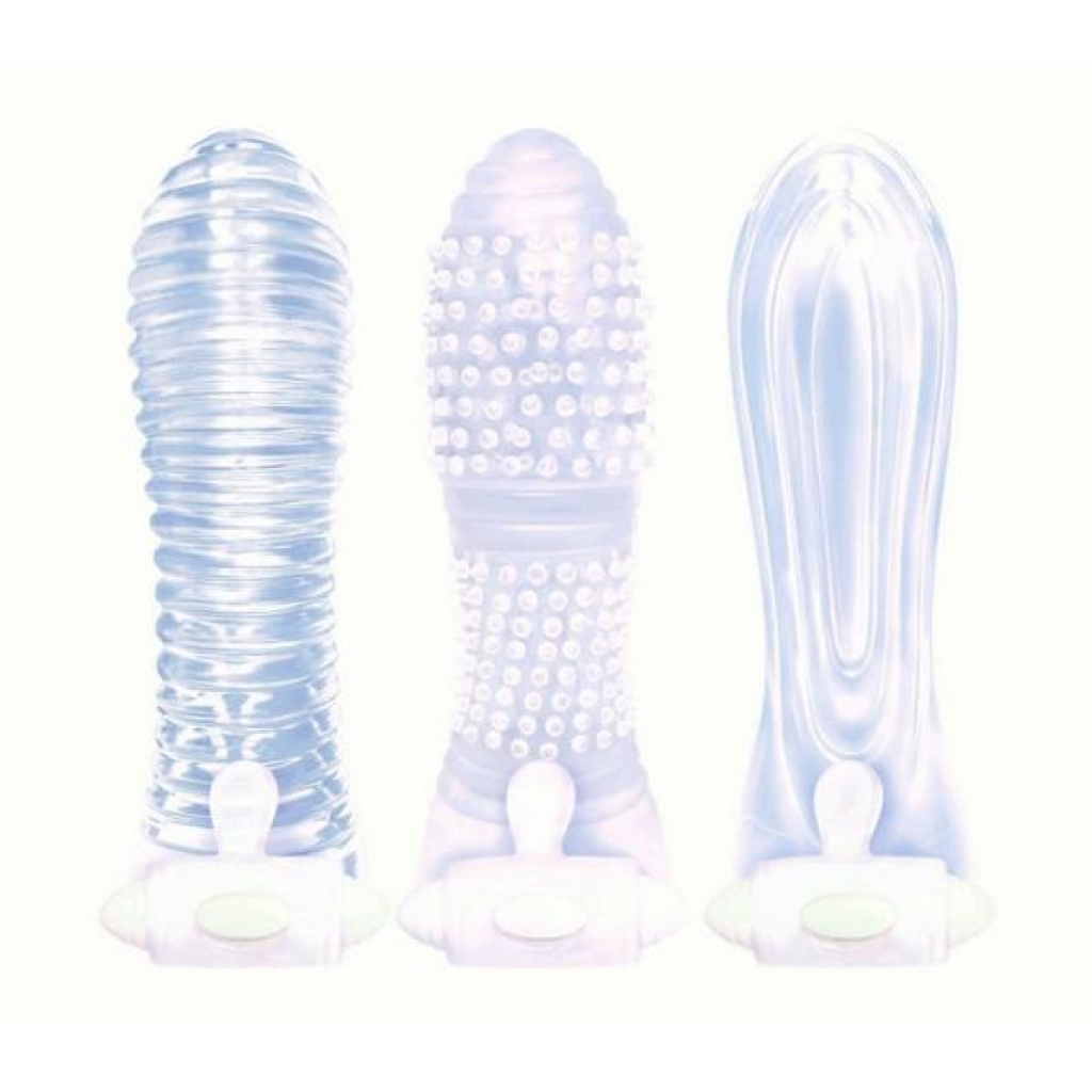 Vibrating Sextenders 3 Pack Nubbed Contoured Ribbed - Icon Brands