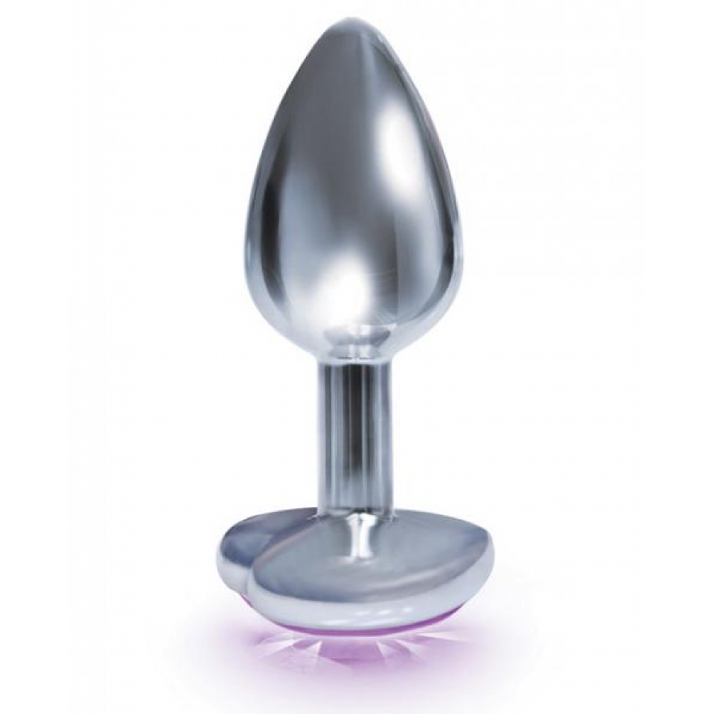The Silver Starter Heart Bejeweled Stainless Steel Plug Violet - Icon Brands