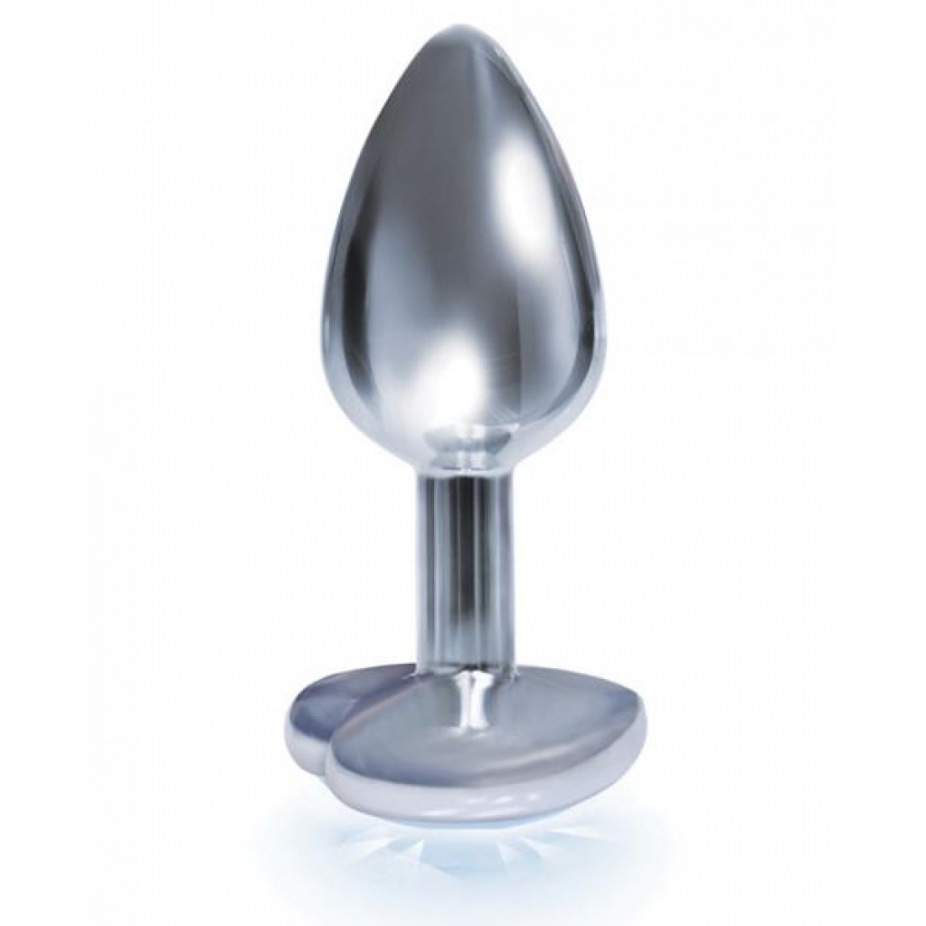Silver Starter Heart Bejeweled Steel Plug Diamond - Icon Brands