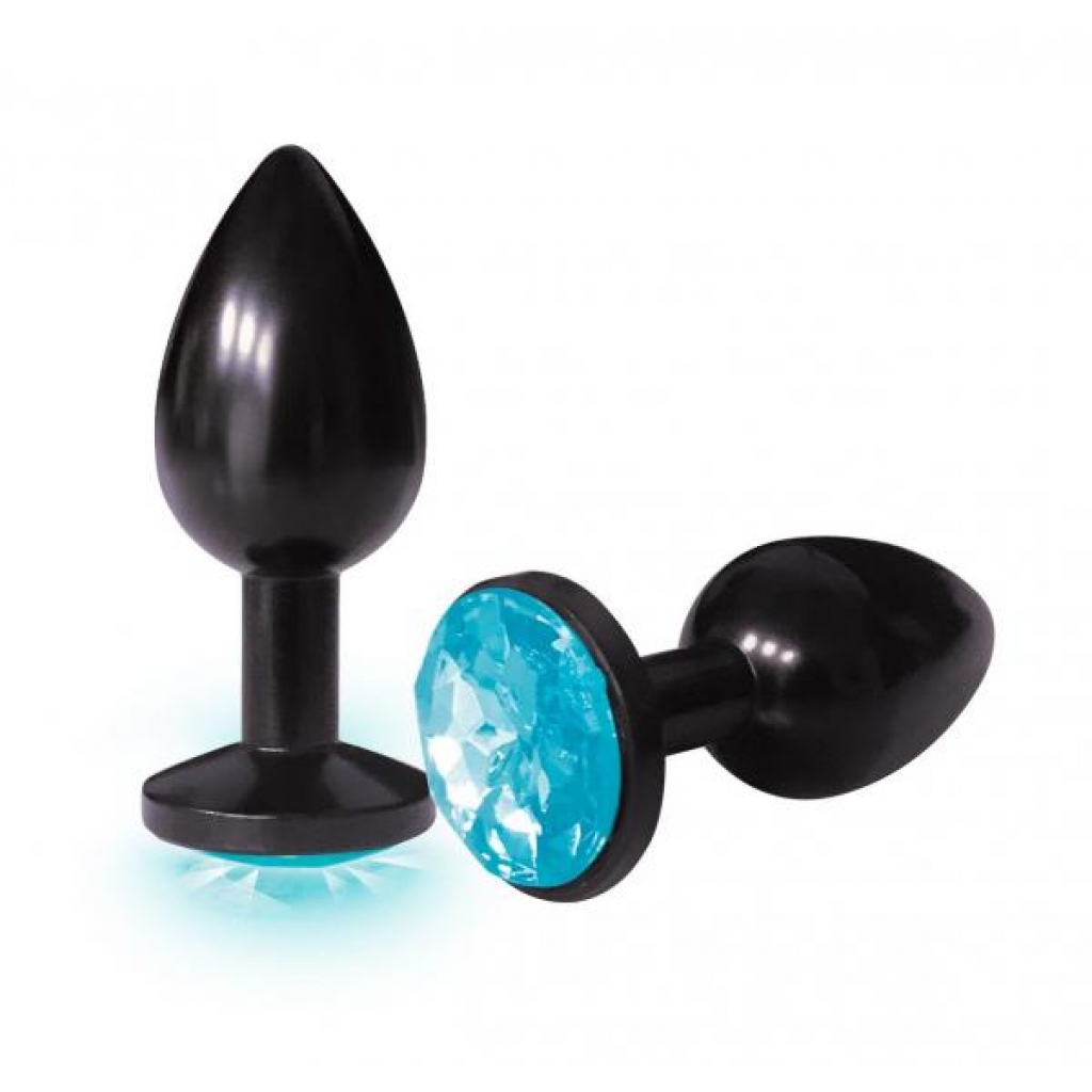 The Silver Starter Anodized Bejeweled Steel Plug Aqua - Icon Brands