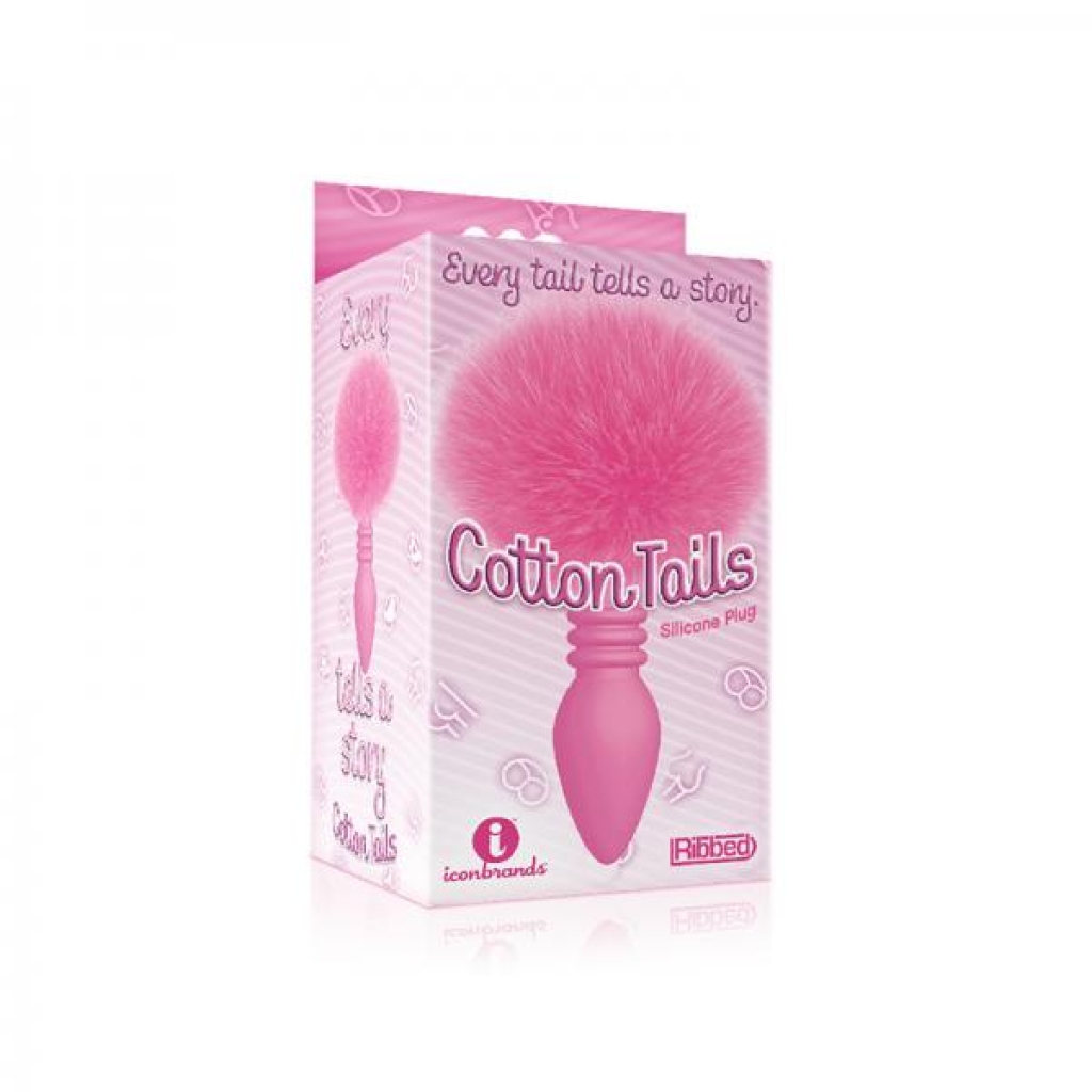 The 9s Cottontails Bunny Tail Butt Plug Ribbed Pink - Icon Brands
