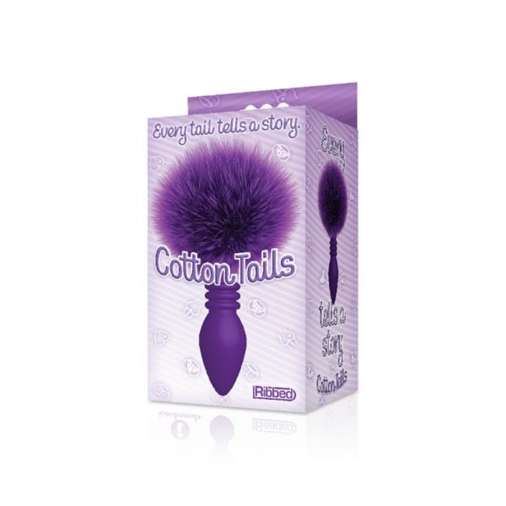 The 9s Cottontails Bunny Tail Butt Plug Ribbed Purple - Icon Brands