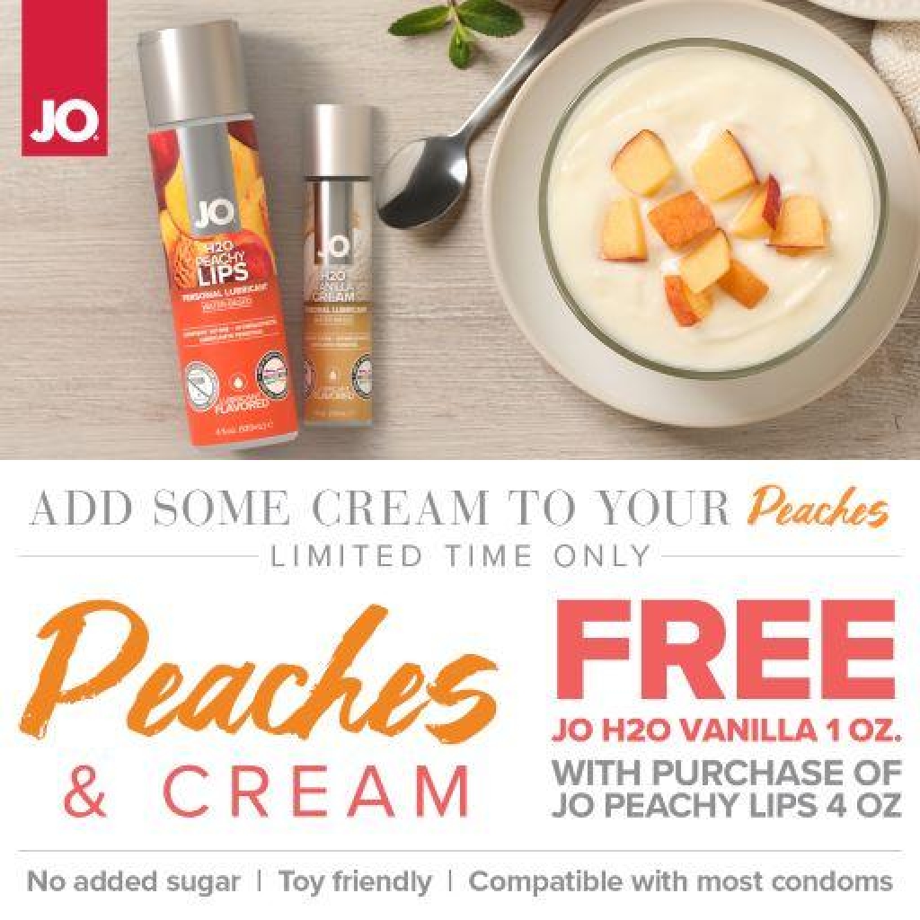 Jo Peaches & Cream Peachy Lips 4oz & Vanilla 1oz - System Jo