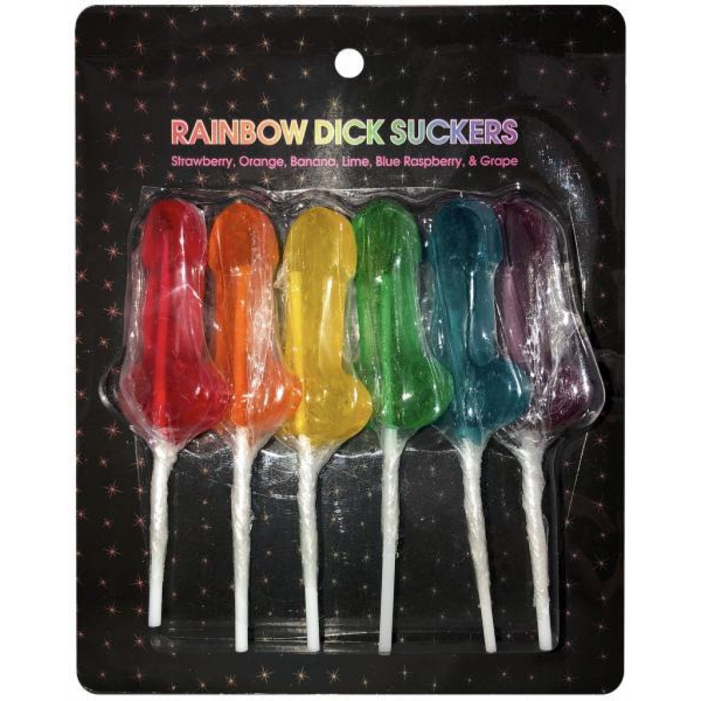 Rainbow Dick Suckers 6 Count Assorted Colors Flavors - Kheper Games