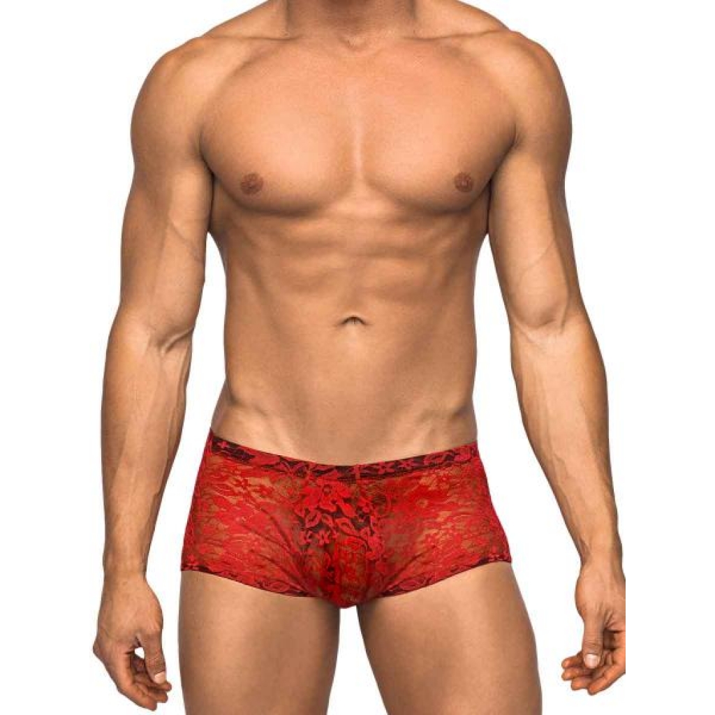 Mini Shorts Stretch Lace Large Red - Male Power 