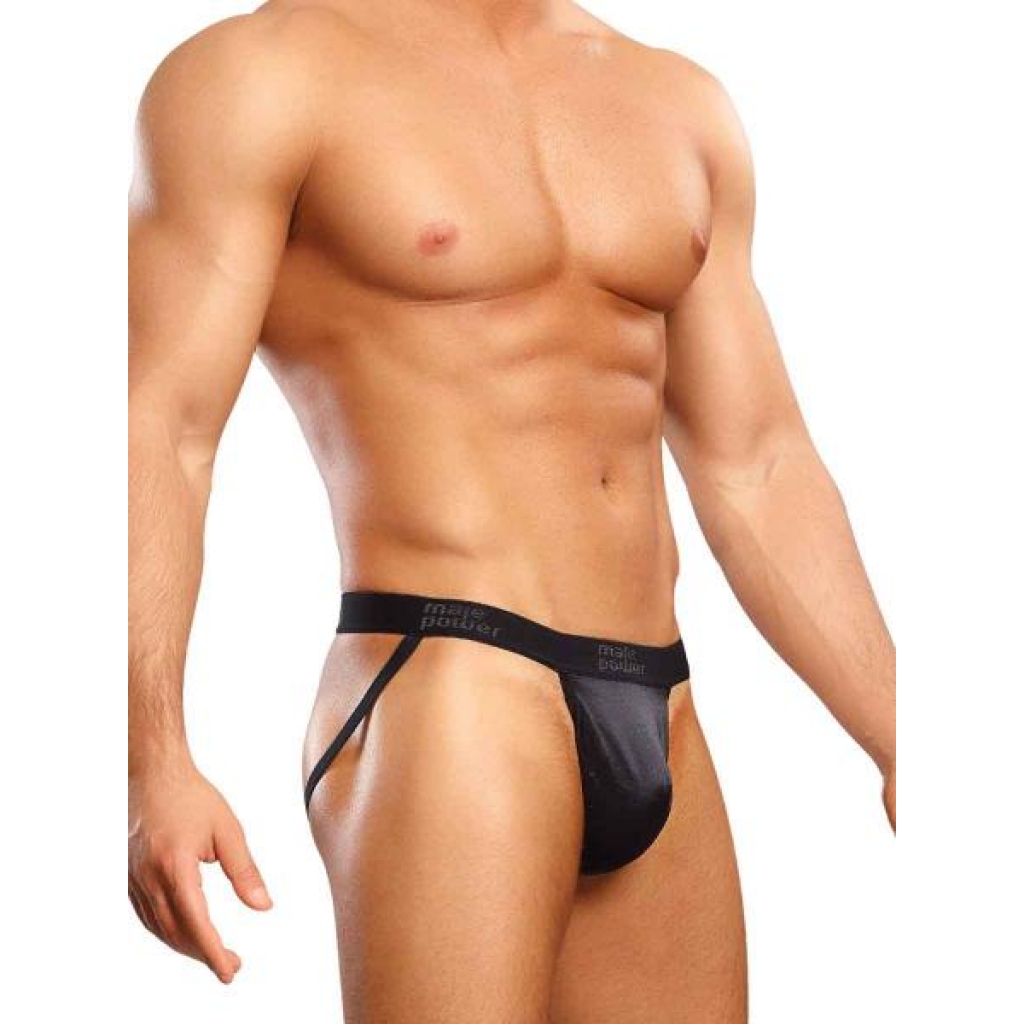 Jock Strap Satin Lycra Black Large/XL Underwear - Male Power