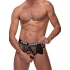 Cock Pit Cock Ring Thong Black S/m - Male Power Lingerie