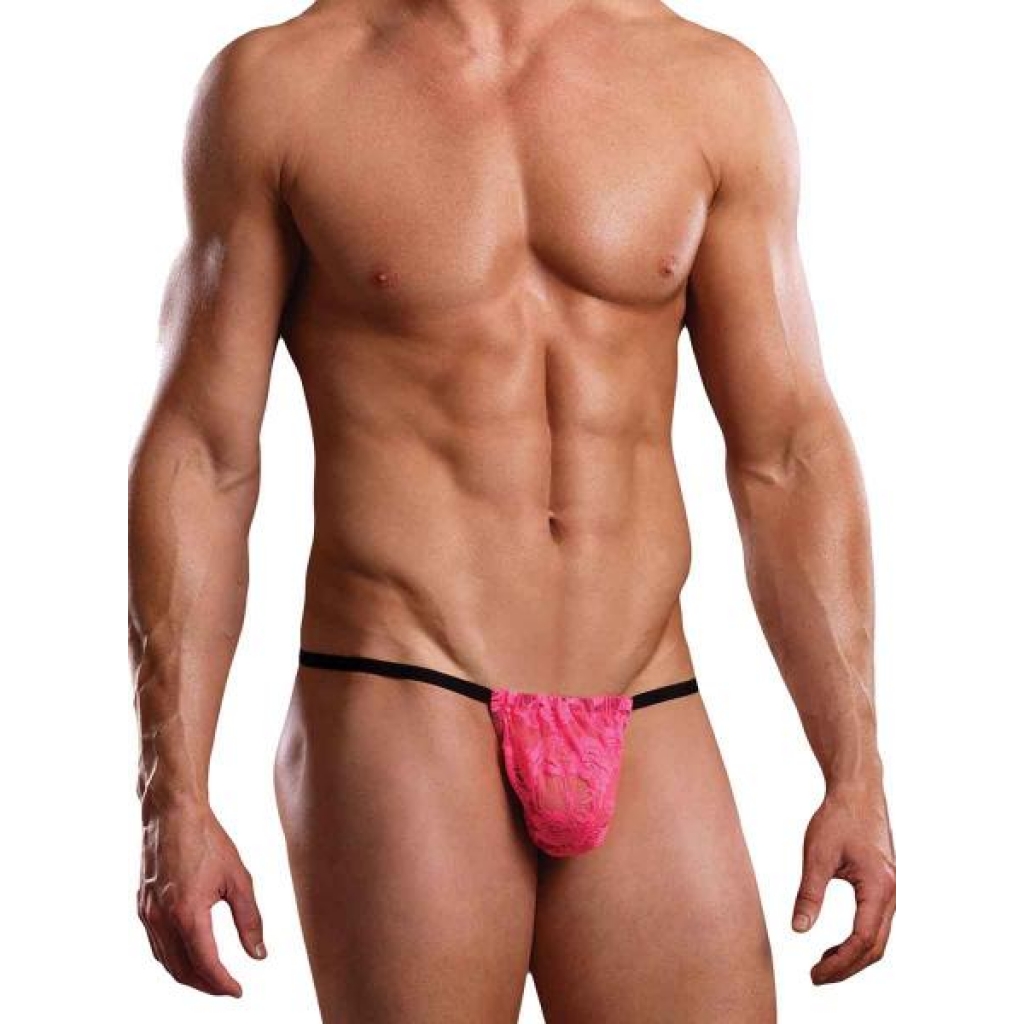 Male Power Posing Strap Neon Lace Hot Pink O/S - Male Power