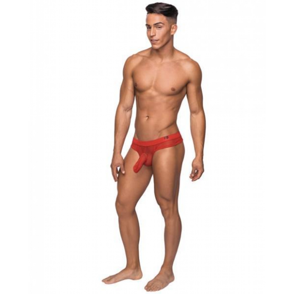 Male Power Hoser Hose Low Rise Thong Red S/M Underwear - Male Power Lingerie