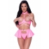Club Candy Bra Skirt & Thong Pink S/m - Magic Silk Lingerie