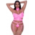 Club Candy Bra Harness & Panty Pink 2xl - Magic Silk Lingerie